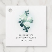 Irisierende weiße Rosen und grüne Spitzen Geschenkanhänger (Vorderseite)