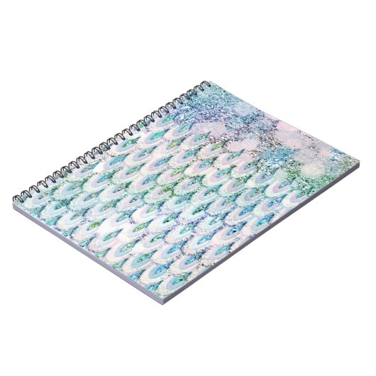 Irisierender aquamariner Glitzer Meerjungfische Notizblock (Linke Seite)