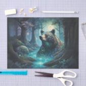 Irisierender Bär im Walddekoupage Gewebe Seidenpapier (Handwerk)