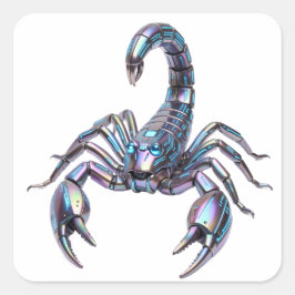 Irisierender Cyber Skorpion Mechanische Kunst Quadratischer Aufkleber