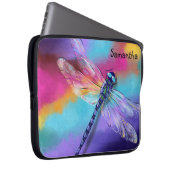 Irisierender Dragonfly Aquarellenbogen mit Namen Laptopschutzhülle (Vorne Rechts)