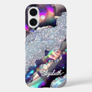 Irisierender falscher Glitter Holografischer Achat iPhone 16 Hülle