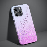 Irisierender Girl Pink Shimmer Personalisierter Na Case-Mate iPhone 14 Hülle<br><div class="desc">Iridescent Girly Pink Shimmer Personalisiert Name iPhone 14 Smart Phone Case verfügt über ein modernes pinkfarbenes und blaues irisierendes Shimmer-Muster mit Ihrem personalisierten Namen in lila handgeschriebener Kalligraphie Skript Typografie. Entworfen von ©Evco Studio www.zazzle.com/store/evcostudio</div>