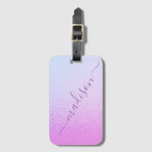 Irisierender Girl Pink Shimmer Personalisierter Na Gepäckanhänger (Vorderseite Vertikal)