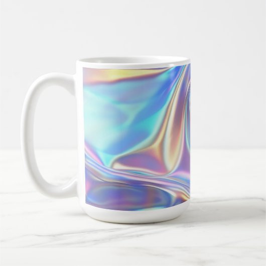 Irisierender glänzender Metallstoff, Blaugrün Gold Kaffeetasse (Links)