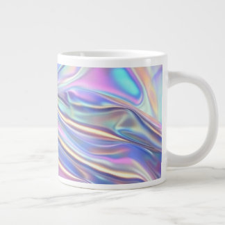 Irisierender glänzender Metallstoff, Türkis Gold L Jumbo-Tasse
