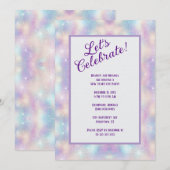 Irisierender Glitter Silvesterparty Einladung (Vorne/Hinten)
