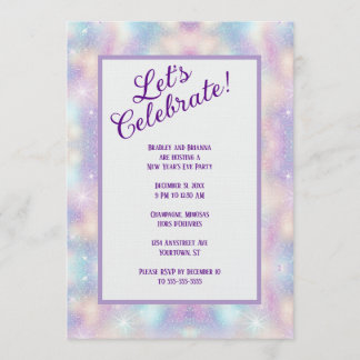 Irisierender Glitter Silvesterparty Einladung
