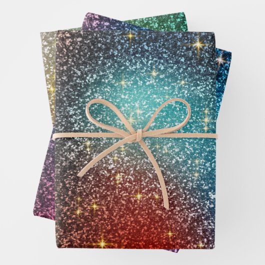 Irisierender Glitzer Geschenkpapier Set (Beispiel)
