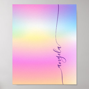 Irisierender Gradient Glam Name Handy-Hintergrundb Poster