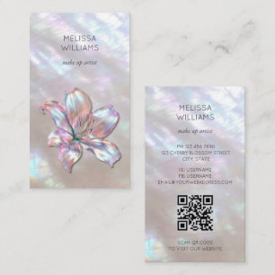 Irisierender holografischer  Lily-QR-Code Visitenkarte