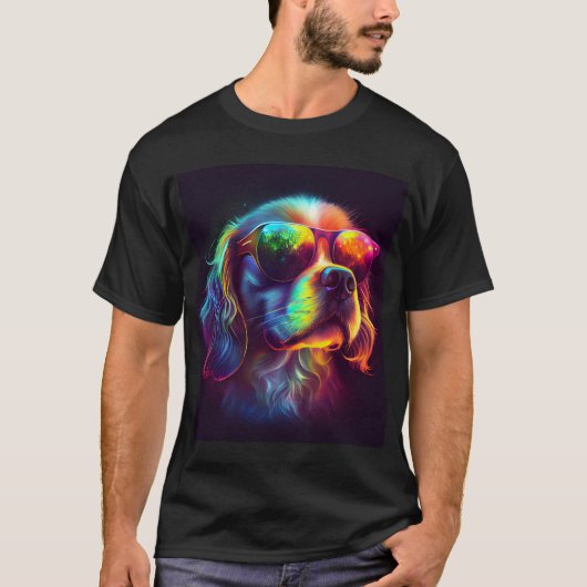 Irisierender Hund-Sonnenbrille-Shirt T-Shirt (Vorderseite)