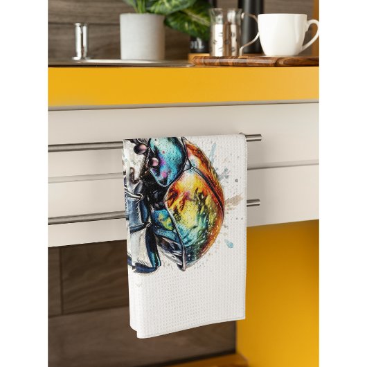 Irisierender Käfer in Wasserfarbe Geschirrtuch