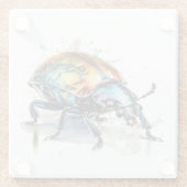 Irisierender Käfer in Wasserfarbe Glasuntersetzer (Rückseite)