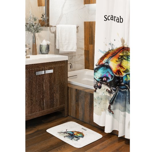 Irisierender Käfer in Wasserfarbe, nach Maß Duschvorhang