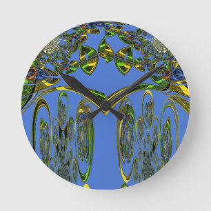 Irisierender Kunstdruck mit goldenem abstraktem De Runde Wanduhr