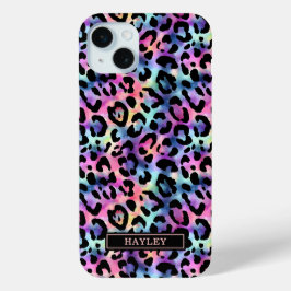 Irisierender Leopardenprint mit Monogramm Case-Mate iPhone Hülle