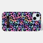 Irisierender Leopardenprint mit Monogramm Case-Mate iPhone Hülle (Rückseite (Horizontal))