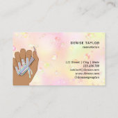 irisierender Nagelsalon Frau Hand Nägel Technikeri Visitenkarte (Rückseite)