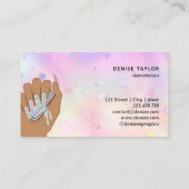 irisierender Nagelsalon Frau Hand Nägel Technikeri Visitenkarte (Rückseite)