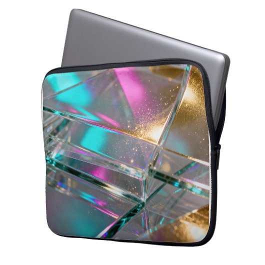 Irisierender Regenbogen - Holografischer Glitter  Laptopschutzhülle (Vorderseite Links)