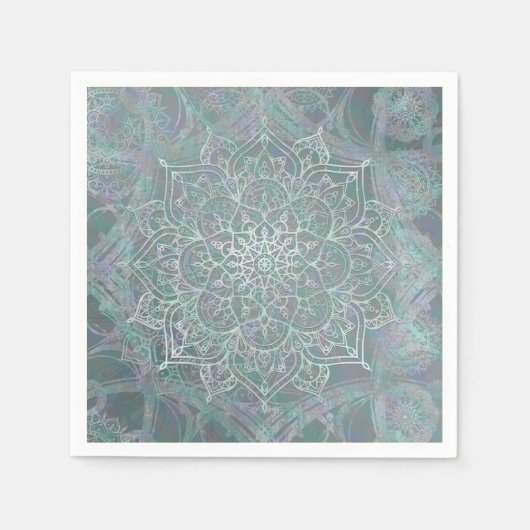 Irisierender Schimmer Mandala Boho Chic Serviette (Vorderseite)