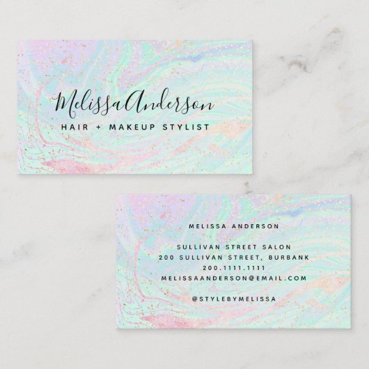 irisierender Stone Glitzer Visitenkarte (Vorne/Hinten)