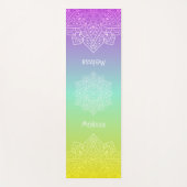 Irisierender Türkis-Regenbogen-Verlauf-Mandala mit Yogamatte (Vorderseite)