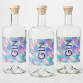 Irisierender ultramoderner Monogramm-Gin-Liquor Alkoholflaschenetikett (Flaschen)