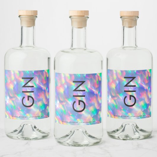 Irisierender ultramoderner Monogramm-Gin-Liquor Alkoholflaschenetikett (Flaschen)