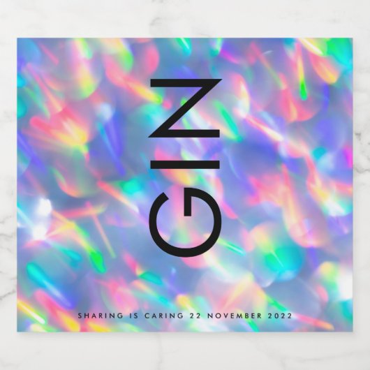 Irisierender ultramoderner Monogramm-Gin-Liquor Alkoholflaschenetikett (Einzelnes Label)