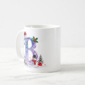 Irisierender Weihnachtsbuchstabe B mit Schneemann Kaffeetasse (Vorderseite Links)