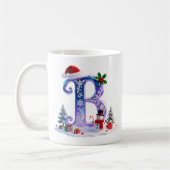 Irisierender Weihnachtsbuchstabe B mit Schneemann Kaffeetasse (Links)