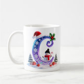 Irisierender Weihnachtsbuchstabe C mit Schneemann Kaffeetasse (Links)