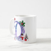 Irisierender Weihnachtsbuchstabe D mit Schneemann Kaffeetasse (Vorderseite Links)