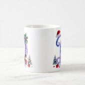Irisierender Weihnachtsbuchstabe D mit Schneemann Kaffeetasse (Mittel)
