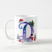 Irisierender Weihnachtsbuchstabe D mit Schneemann Kaffeetasse (Links)