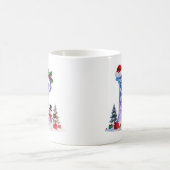 Irisierender Weihnachtsbuchstabe E mit Schneemann Kaffeetasse (Mittel)