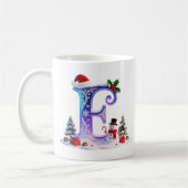 Irisierender Weihnachtsbuchstabe E mit Schneemann Kaffeetasse (Links)
