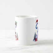 Irisierender Weihnachtsbuchstabe F mit Schneemann Kaffeetasse (Mittel)