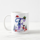 Irisierender Weihnachtsbuchstabe F mit Schneemann Kaffeetasse (Links)