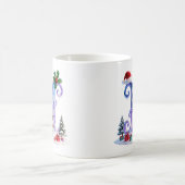 Irisierender Weihnachtsbuchstabe H mit Schneemann Kaffeetasse (Mittel)