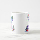 Irisierender Weihnachtsbuchstabe J mit Schneemann Kaffeetasse (Mittel)