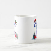 Irisierender Weihnachtsbuchstabe K mit Schneemann Kaffeetasse (Mittel)