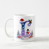 Irisierender Weihnachtsbuchstabe L mit Schneemann Kaffeetasse (Links)