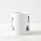 Irisierender Weihnachtsbuchstabe M mit Schneemann Kaffeetasse (Mittel)