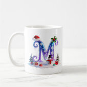 Irisierender Weihnachtsbuchstabe M mit Schneemann Kaffeetasse (Links)