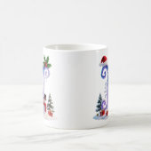 Irisierender Weihnachtsbuchstabe N mit Schneemann Kaffeetasse (Mittel)