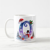 Irisierender Weihnachtsbuchstabe O mit Schneemann Kaffeetasse (Links)