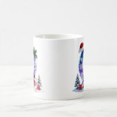 Irisierender Weihnachtsbuchstabe Q mit Schneemann Kaffeetasse (Mittel)
